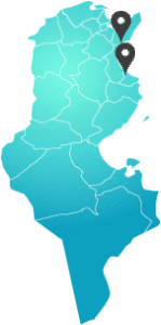carte Tunisie avec localisation des projets Kahloun Immobilière